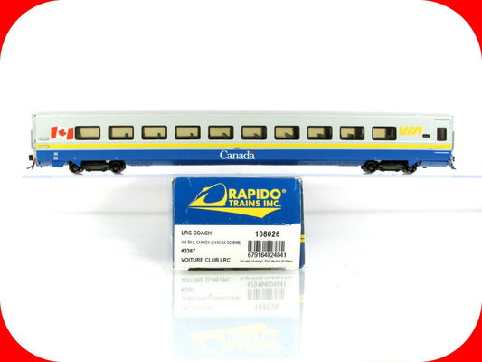 HO Scale ***VIA RAIL CANADA*** Lightweight Coach #3367 - Rapido 108026, Lighted