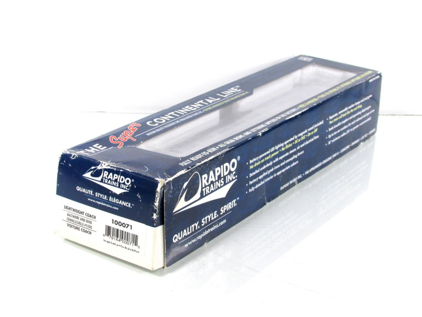 HO Scale **BALTIMORE OHIO* *Connellsville*  Coach #5500 - Rapido 100071, Lighted