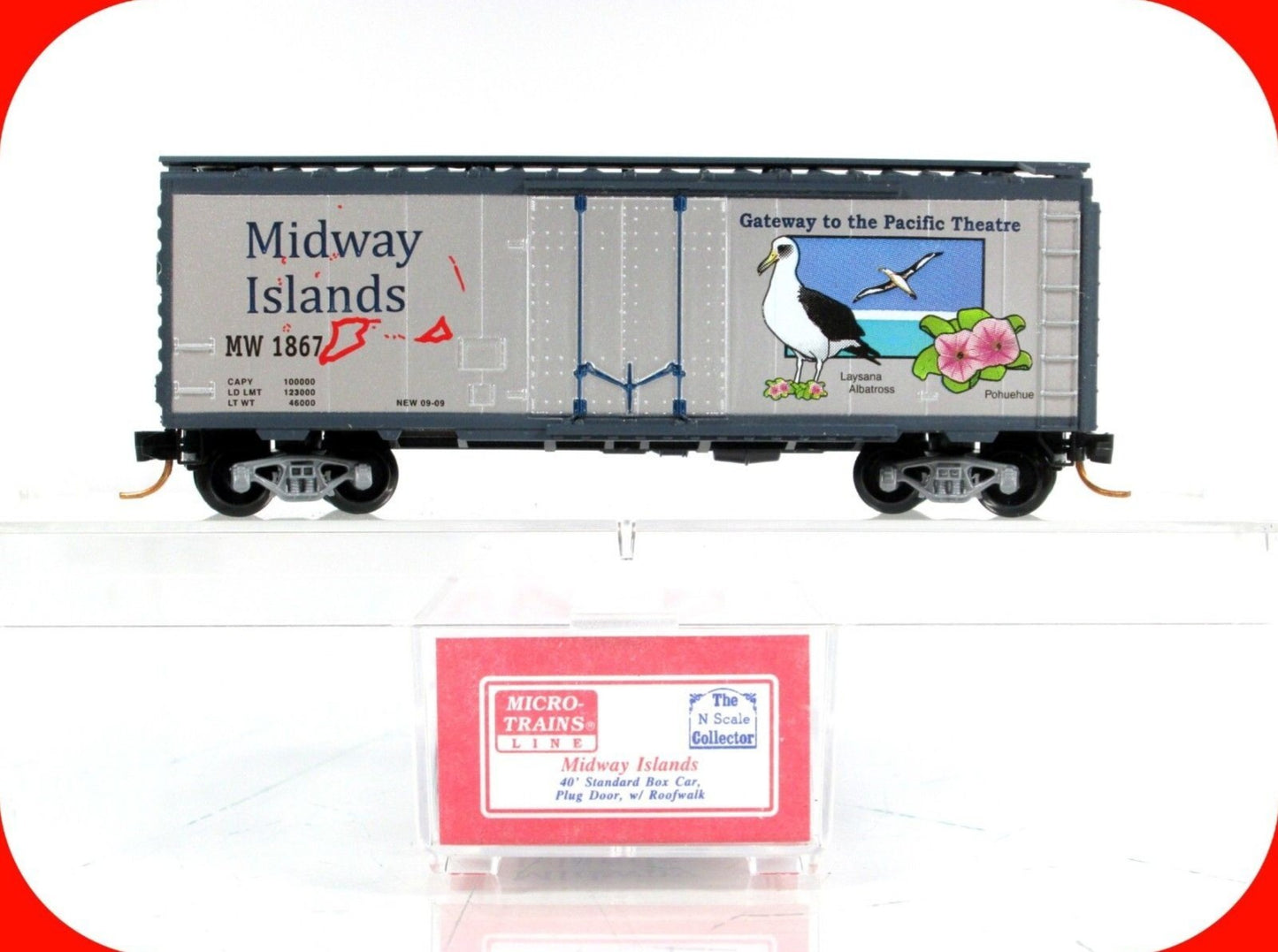 N Scale **MIDWAY ISLANDS** 40' Box Car, MW 1867 - Micro Trains Special Run 09-02