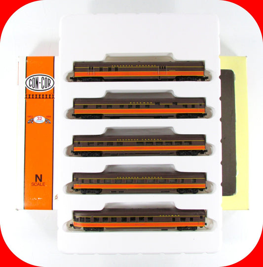 N Scale **ILLINOIS CENTRAL**  Passenger 5-Car Set - Con-Cor 004024, MTL Couplers