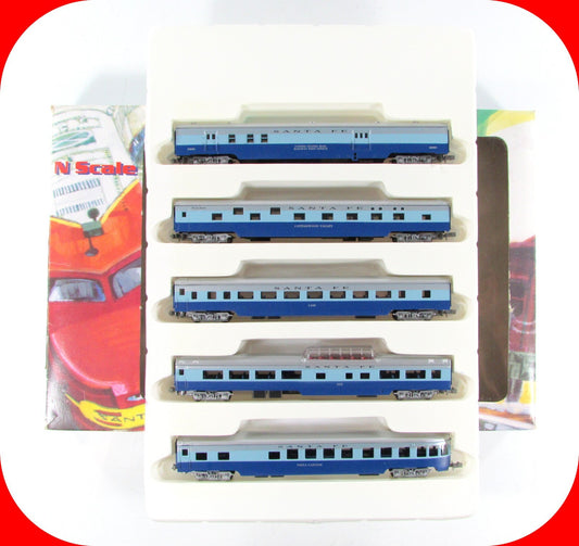 N Scale ***SANTA FE BLUE GOOSE*** Lightweight Passenger Car Set - Con-Cor 004029