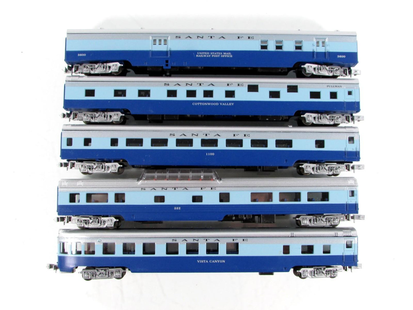 N Scale ***SANTA FE BLUE GOOSE*** Lightweight Passenger Car Set - Con-Cor 004029