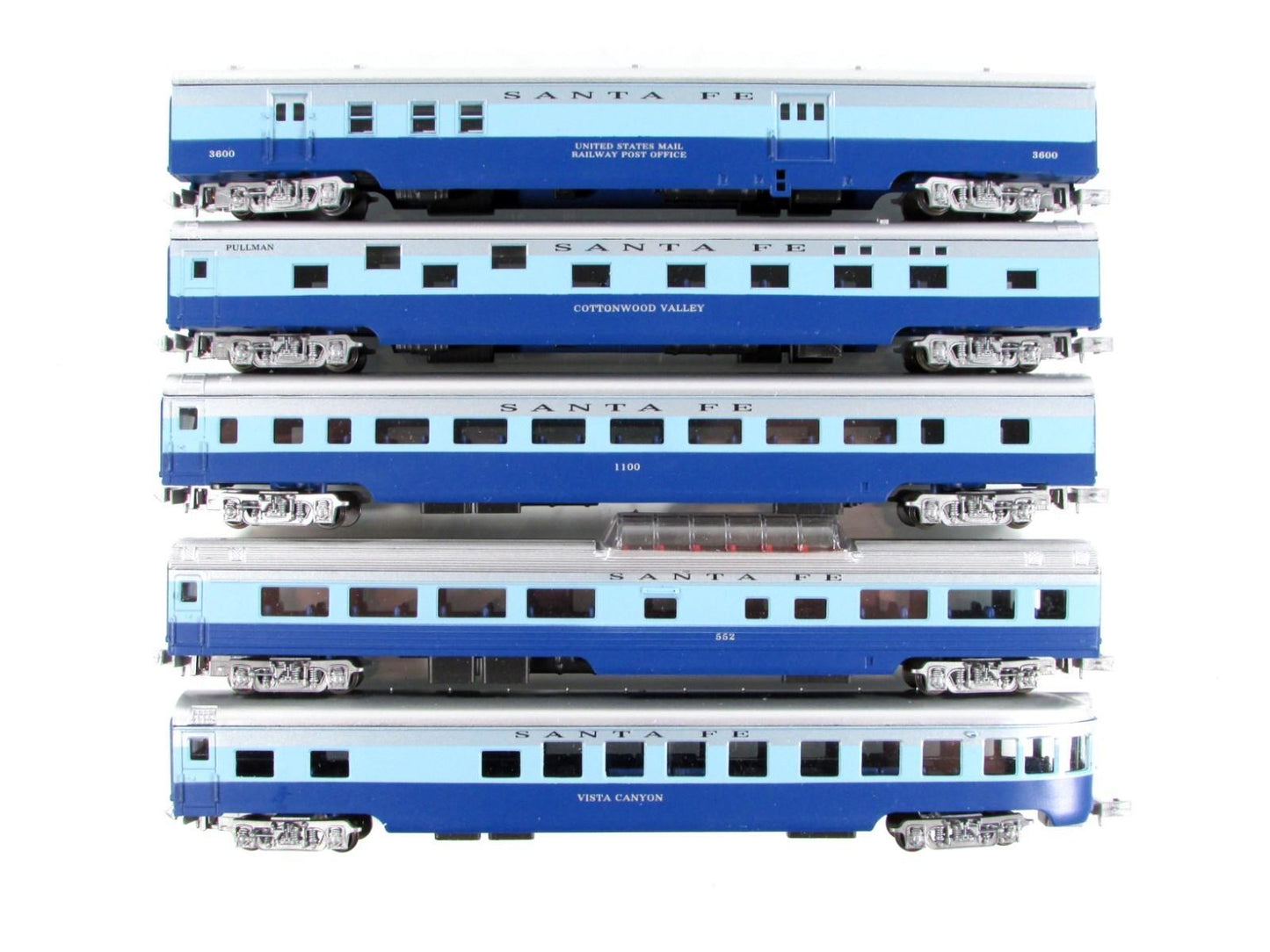 N Scale ***SANTA FE BLUE GOOSE*** Lightweight Passenger Car Set - Con-Cor 004029