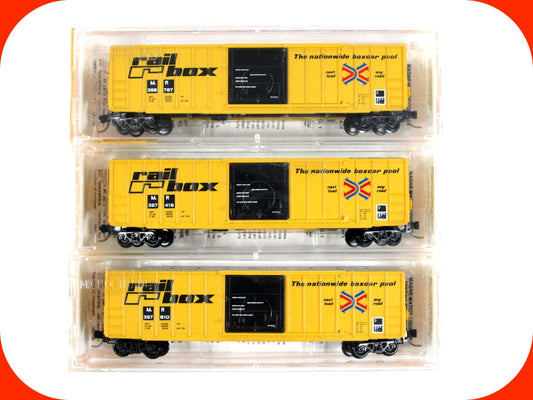 N Scale ****RAILBOX**** Box Car 3-Pack #31558, 31562, 31574 - Micro Trains 25562