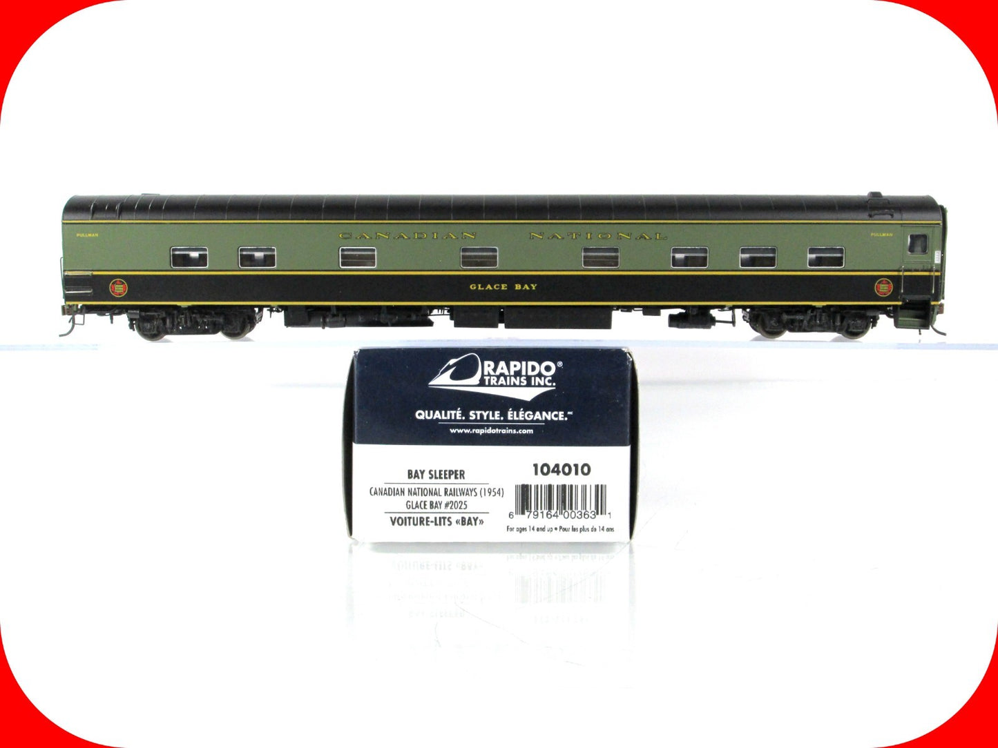 HO Scale **CANADIAN NATIONAL** Sleeper *Glace Bay* #2025 -Rapido 104010, Lighted