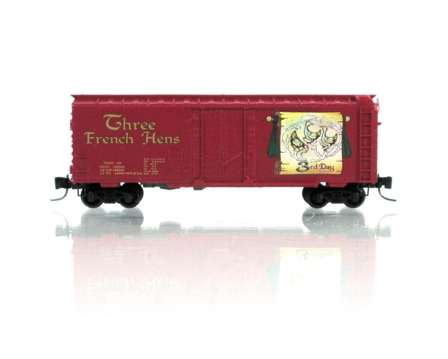 Z Scale ***THREE FRENCH HENS*** 12 Days Christmas Box Car - Micro Trains 14933-2