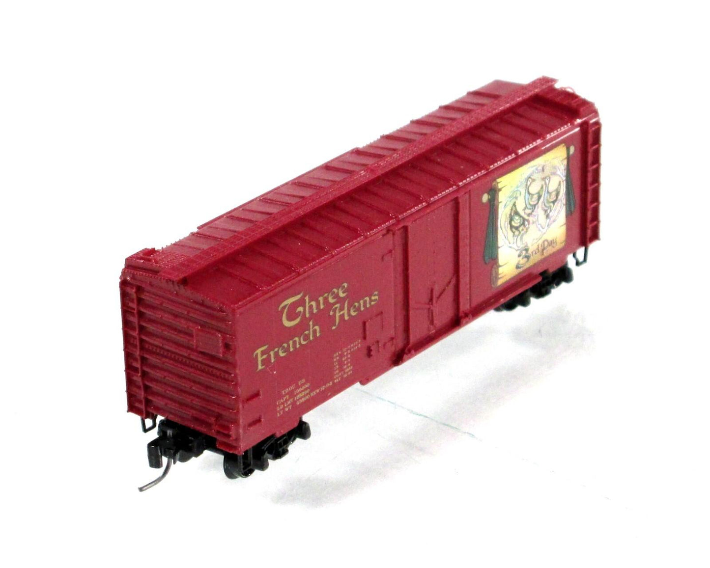 Z Scale ***THREE FRENCH HENS*** 12 Days Christmas Box Car - Micro Trains 14933-2