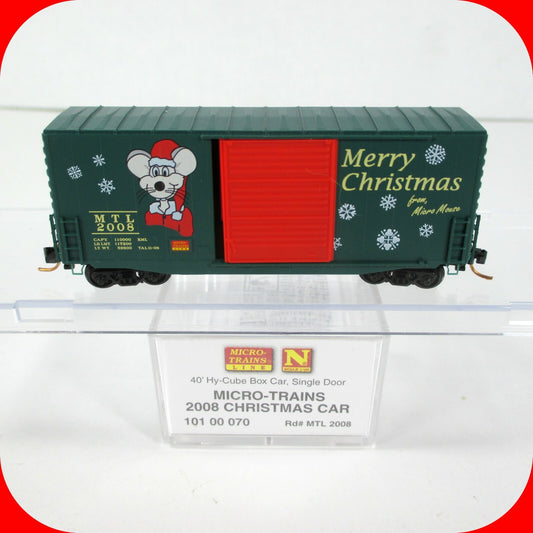 N Scale ***MERRY CHRISTMAS*** 2008 40' Hi-Cube Box Car --- Micro Trains 10100070