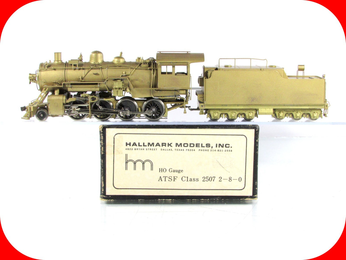 HO Scale Brass ***SANTA FE*** 2507 Class 2-8-0 Steam Locomotive - by Hallmark