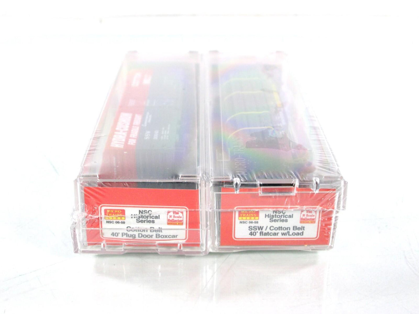 N Scale **COTTON BELT** Box & Flat Car w/ Pipe Load Set - Micro Trains NSC 06-60
