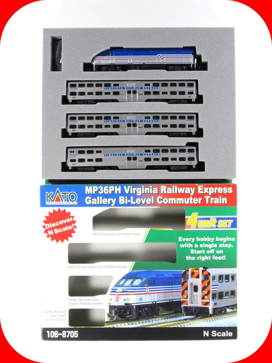 N Scale ***VIRGINIA RAILWAY EXPRESS*** Commuter Train - Kato 106-8705, DCC Ready