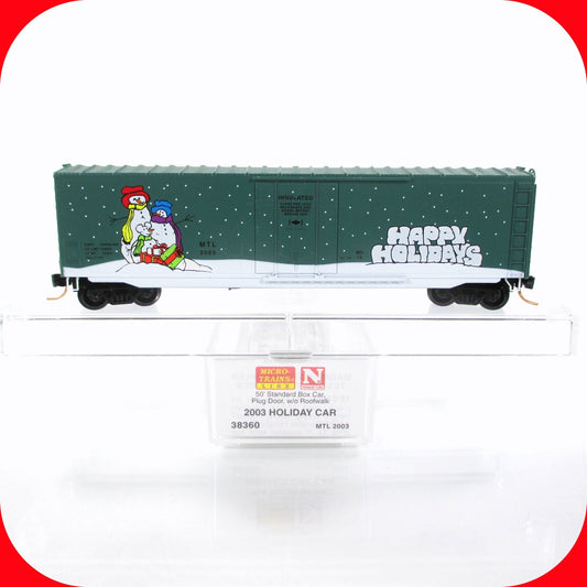 N Scale ***HAPPY HOLIDAYS - CHRISTMAS 2003** 50' Box Car --- Micro Trains 38360