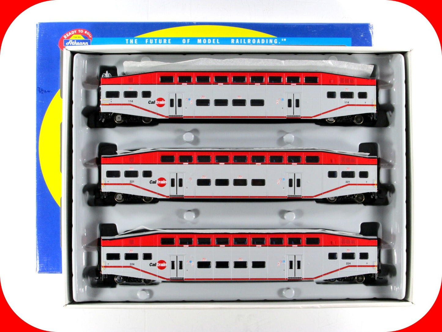 HO Scale ***CALTRAIN*** Bombardier Passenger Set #114, 221, 224 --- Athearn 2588