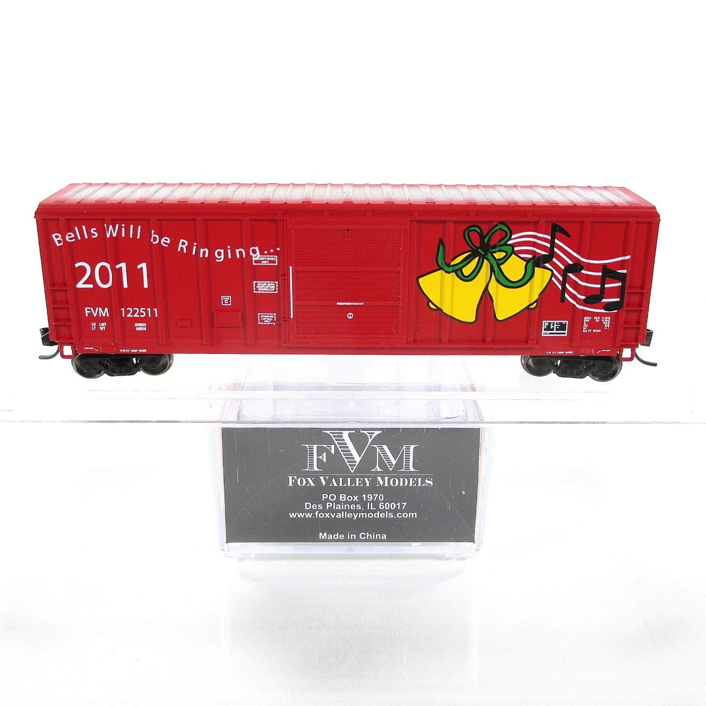 N Scale ***CHRISTMAS BELLS*** 50' Box Car #122511, 2011 - Fox Valley 8909 **RARE