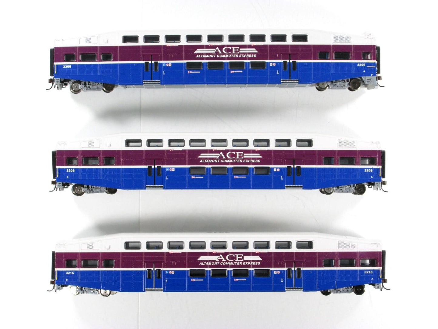 HO Scale ***ACE*** Bombardier Passenger Set #3306, 3208, 3215 ---- Athearn 25904