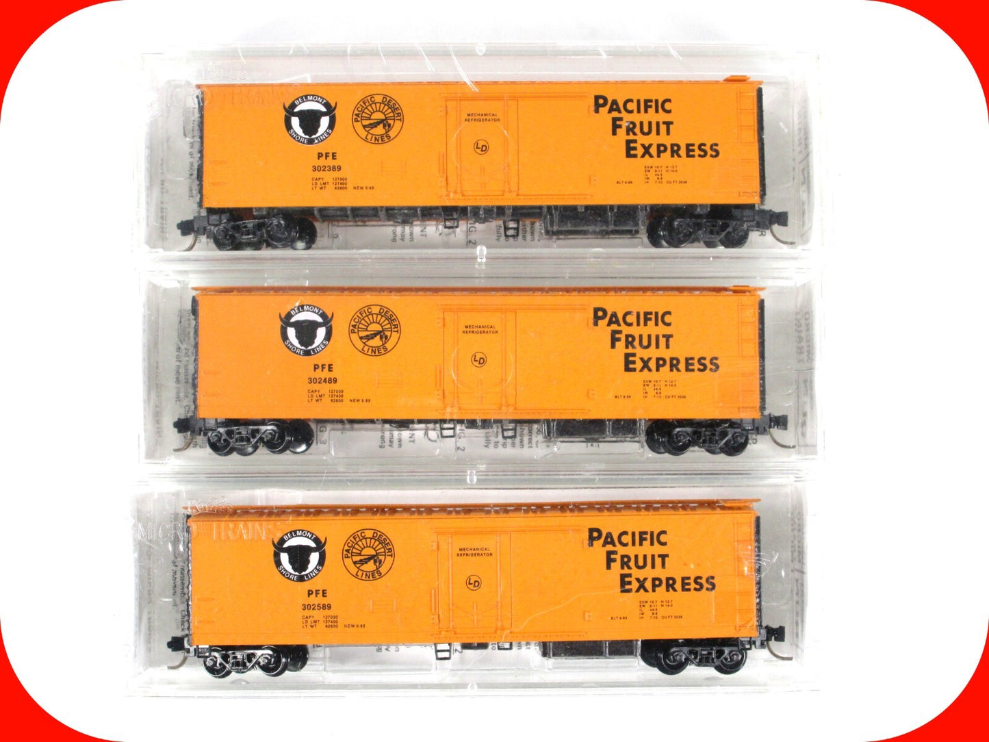 N Scale ***PFE - BELMONT SHORE, PACIFIC DESERT*** Set #1 -- Micro Trains **RARE*