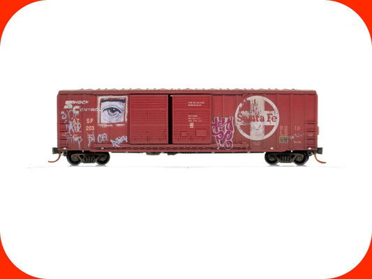 N Scale **SANTA FE** Weathered & Graffiti Box Car #18203 --Micro Trains 03044250