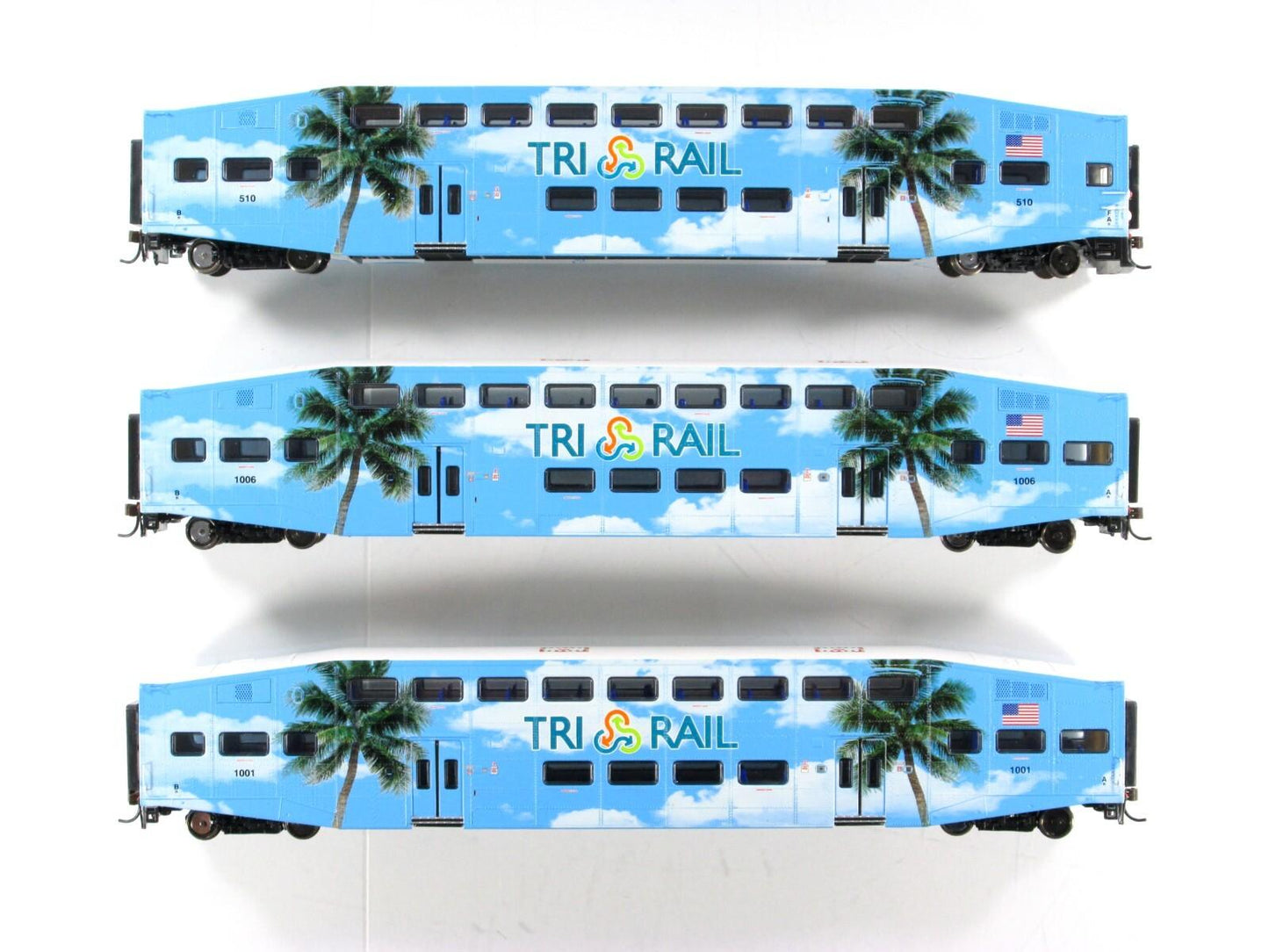 HO Scale ***TRI RAIL*** Bombardier Passenger Set #510, 1001, 1006 - Athearn 2585