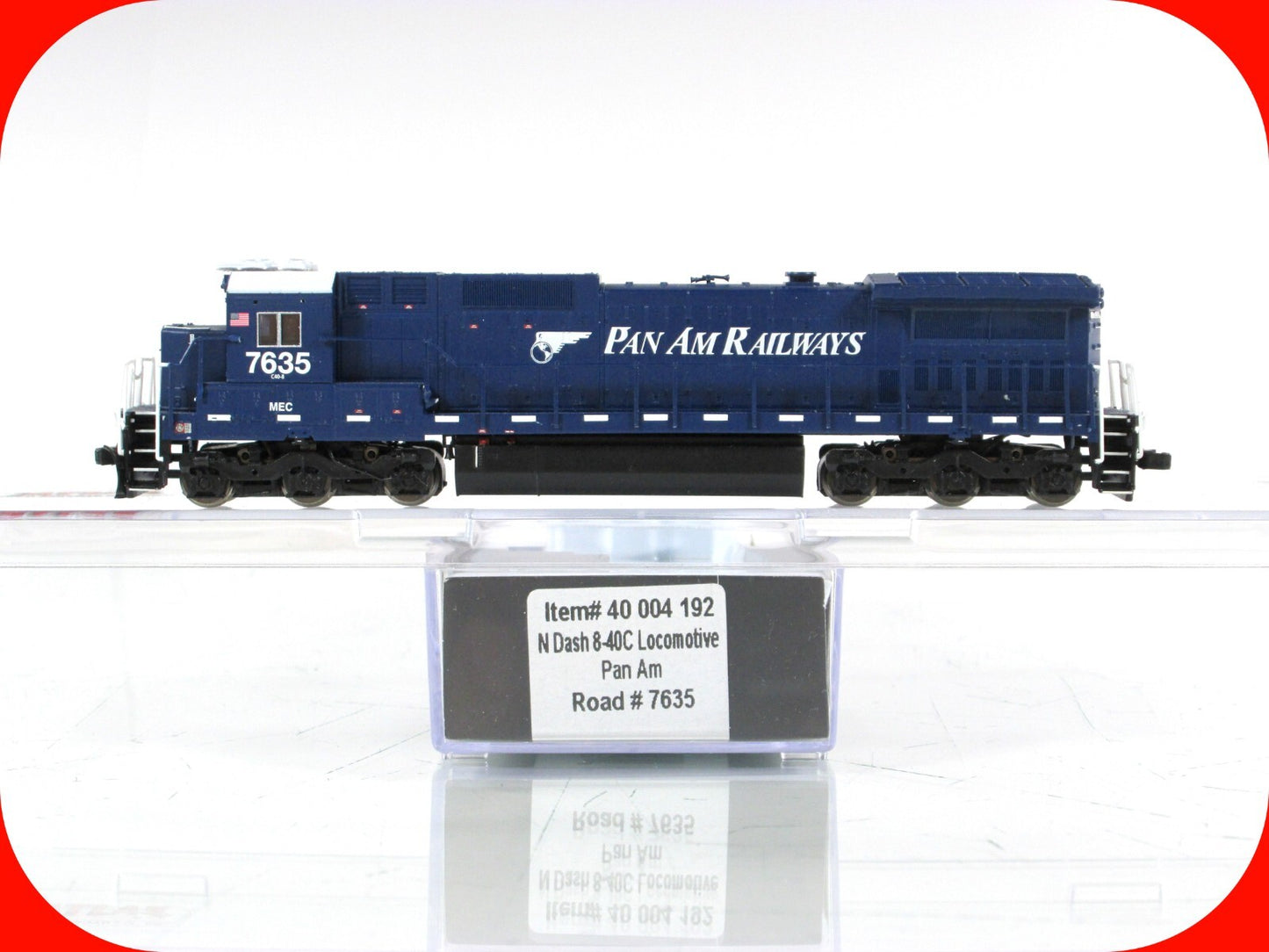 N Scale ***PAN AM*** DASH 8-40C Locomotive, MEC #7635 - Atlas 40004192, with DCC