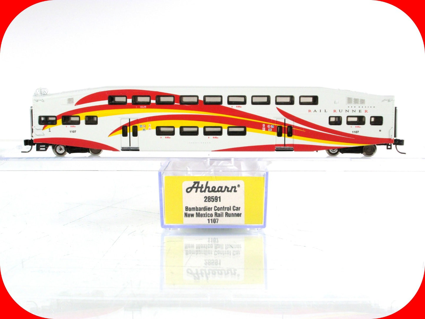 N Scale ***NEW MEXICO RAIL RUNNER** Bombardier Control Car #1107 - Athearn 28591