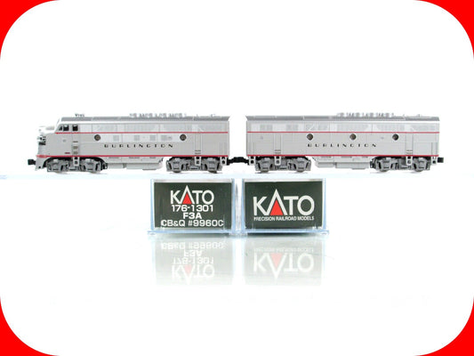 N Scale **BURLINGTON** F3A F3B Locomotive Set - Kato 176-1301, 106-0306 *DCC Rdy
