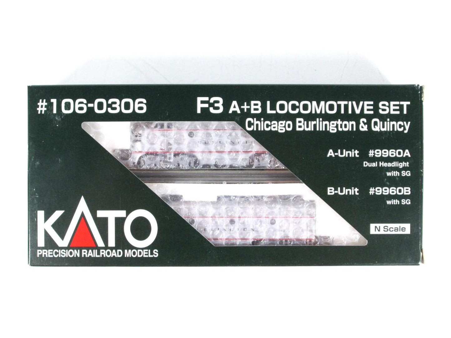 N Scale **BURLINGTON** F3A F3B Locomotive Set - Kato 176-1301, 106-0306 *DCC Rdy