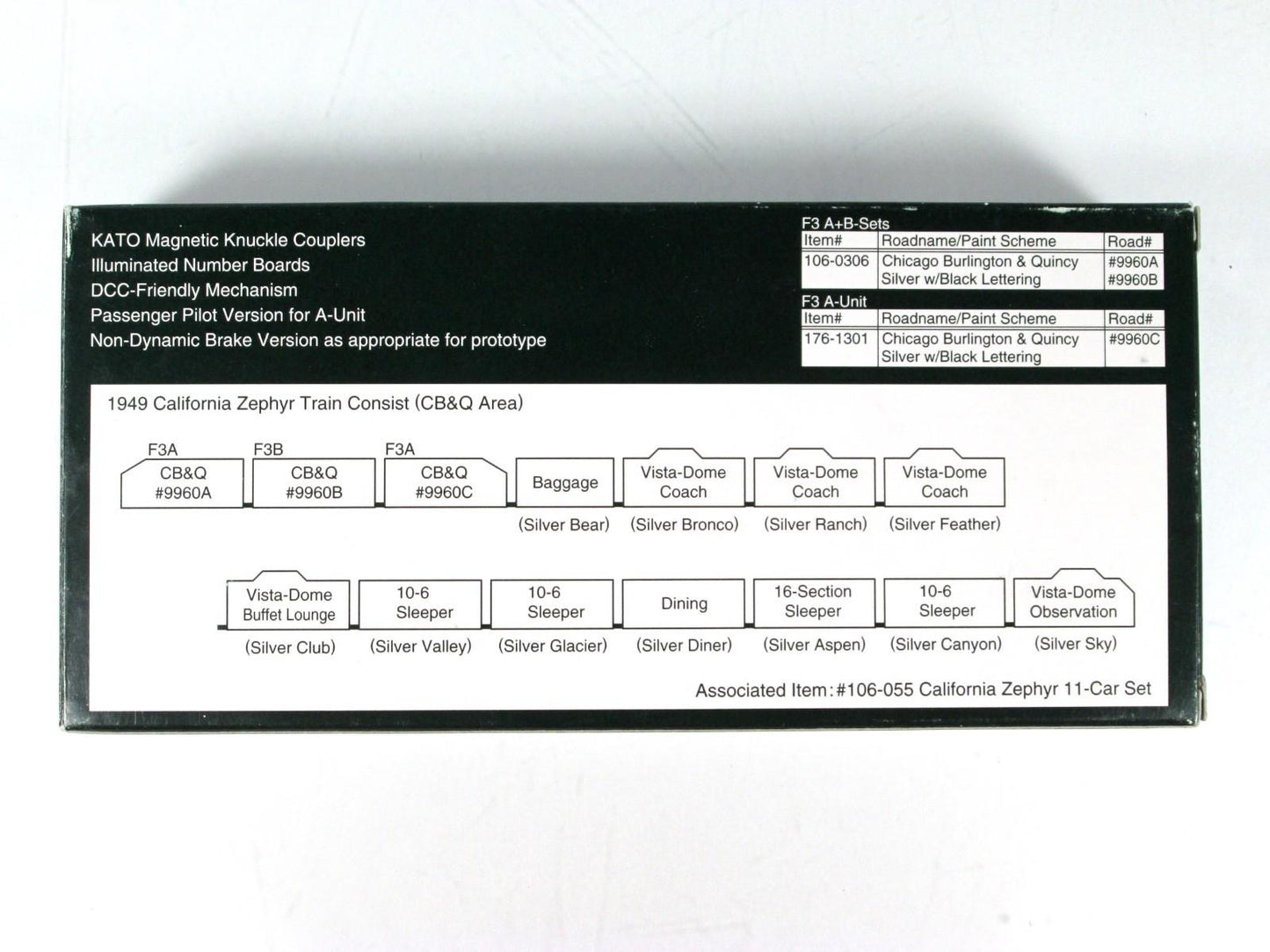 N Scale **BURLINGTON** F3A F3B Locomotive Set - Kato 176-1301, 106-0306 *DCC Rdy