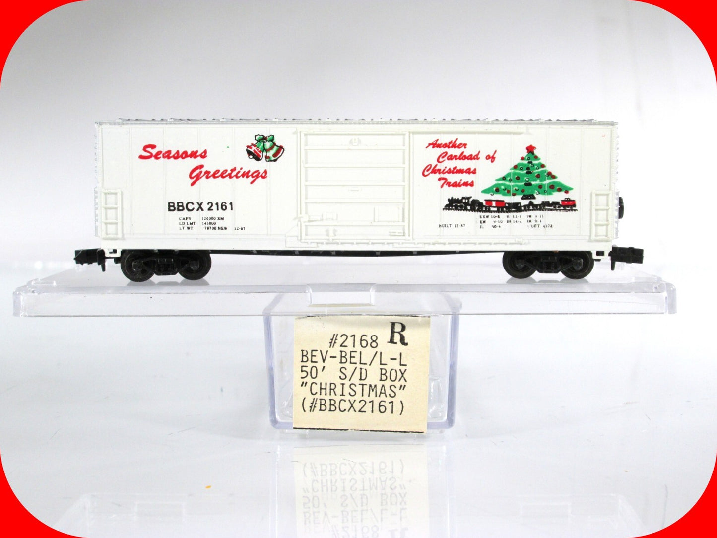 N Scale ***CHRISTMAS SEASON'S GREETINGS*** 50' Box Car, BBCX 2161 - Bev-Bel 2168