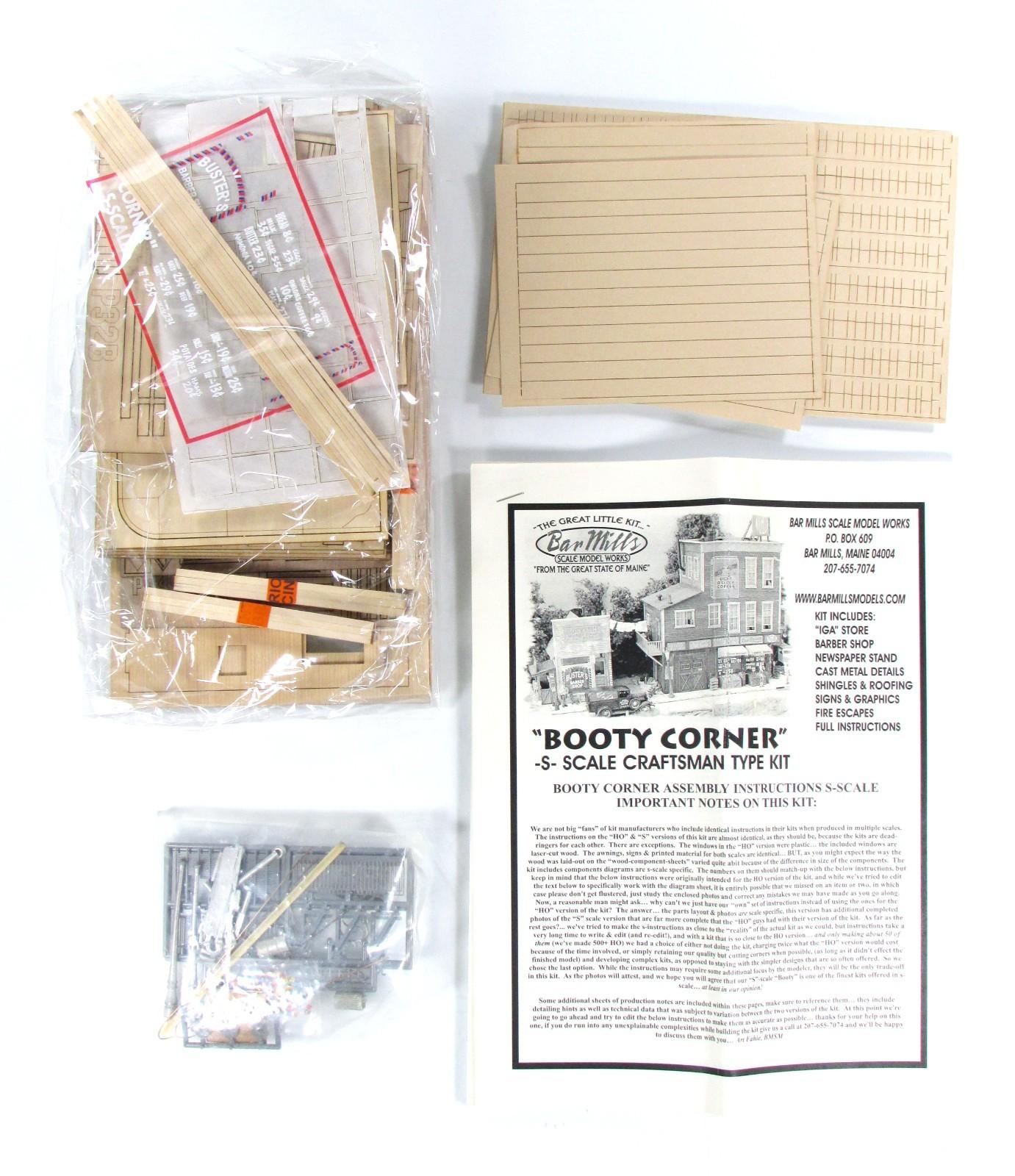 S Scale BRASS ***BOOTY CORNER*** IGA & Store Front Building Kit - by BAR MILLS