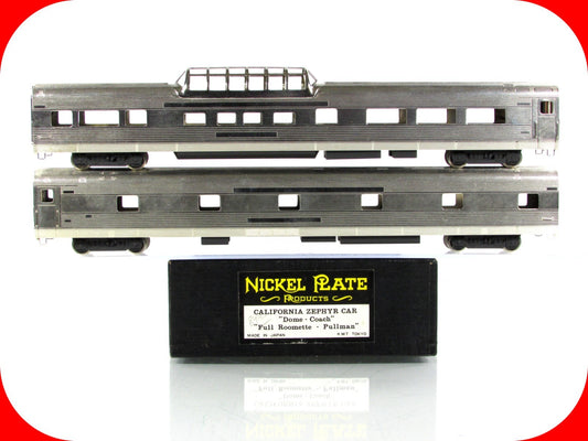 HO Scale BRASS *CALIFORNIA ZEPHYR* Dome & Roomette, CB&Q,WP,D&RGW - Nickel Plate