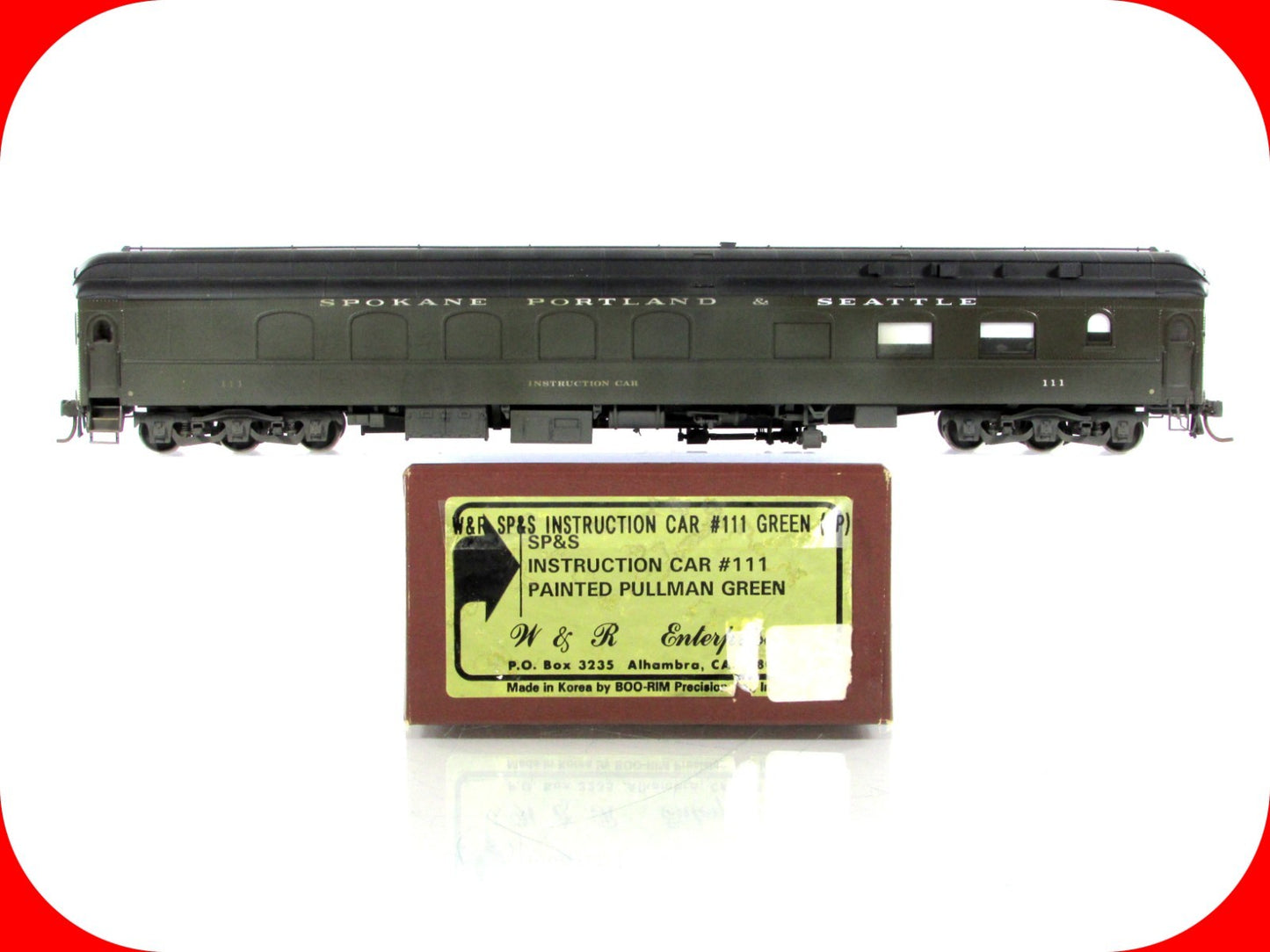 HO Scale BRASS **SP&S INSTRUCTION CAR** Weathered - W&R Enterprises, Knuckle Cpl