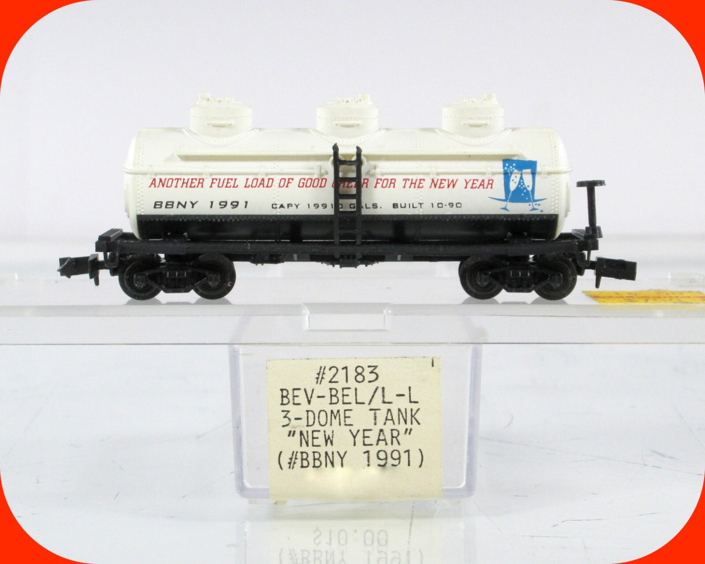 N Scale ***HAPPY NEW YEAR*** 3-Dome Tank Car, BBNY 1991 - Bev-Bel 2183 ***RARE**