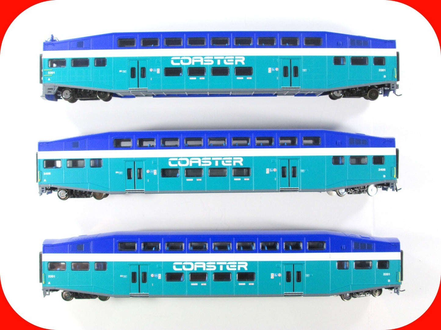 HO Scale *SAN DIEGO COASTER* Bombardier Coach & Control 3-Car Set - Athearn 2582