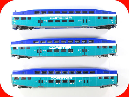 HO Scale *SAN DIEGO COASTER* Bombardier Coach & Control 3-Car Set - Athearn 2582