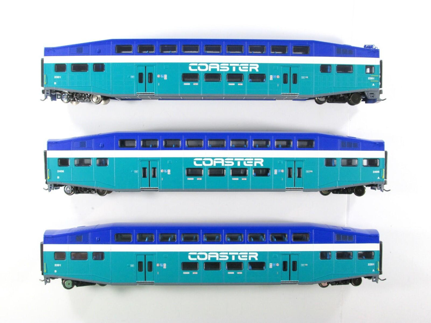 HO Scale *SAN DIEGO COASTER* Bombardier Coach & Control 3-Car Set - Athearn 2582
