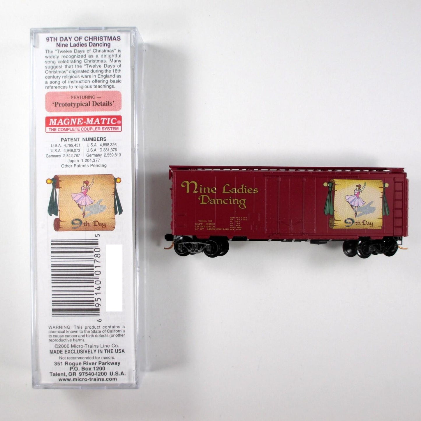 N Scale **NINE LADIES DANCING** 12 Days Christmas Box Car -Micro Trains 02100509