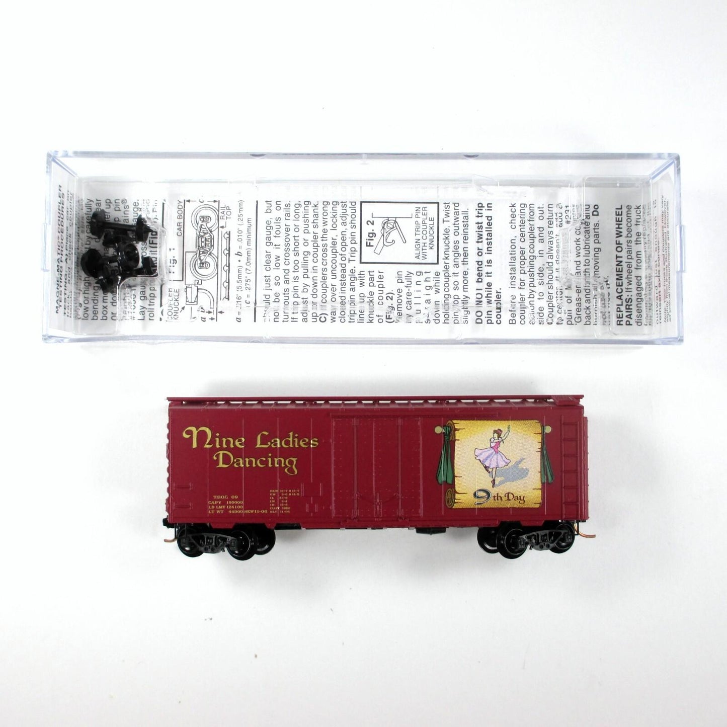 N Scale **NINE LADIES DANCING** 12 Days Christmas Box Car -Micro Trains 02100509