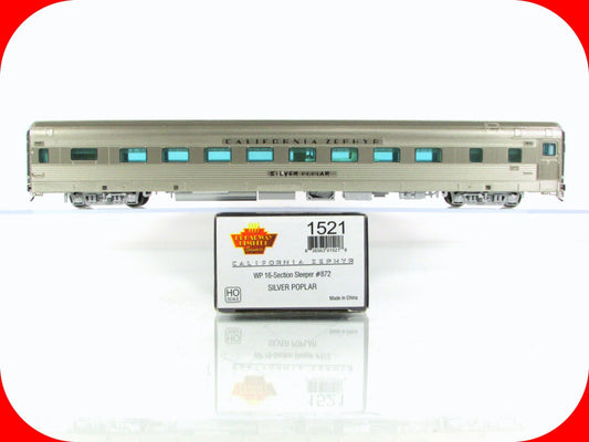 HO Scale ***WP CA ZEPHYR*** SILVER POPLAR Sleeper #872 -- Broadway 1521, Lighted