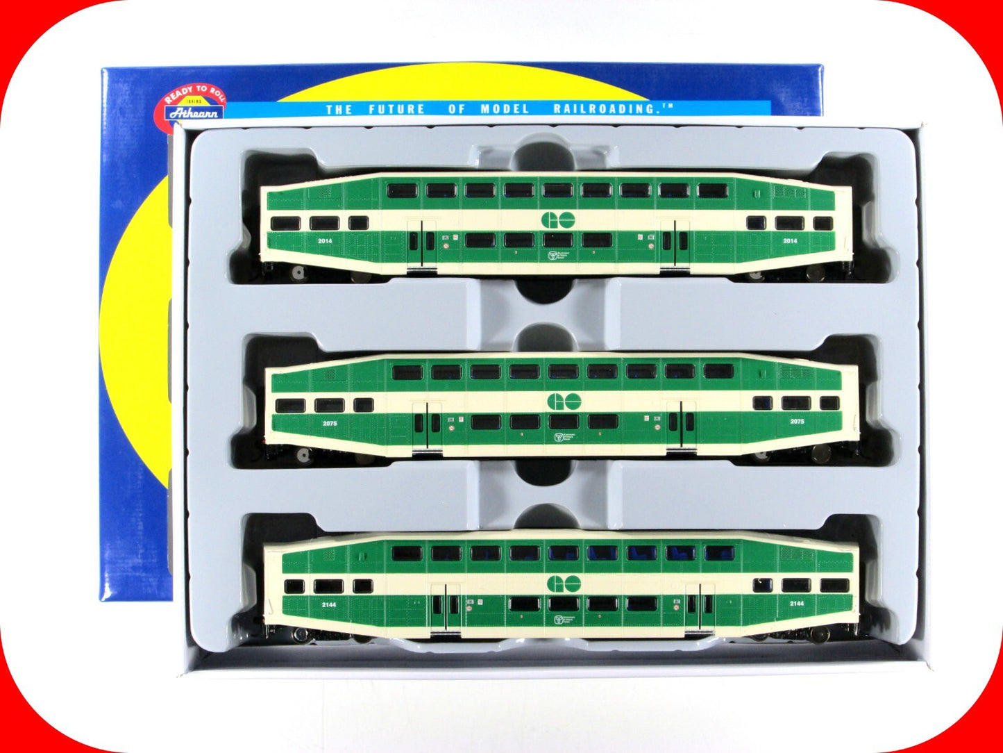 HO Scale **GO TRANSIT** Bombardier Passenger Set #2014,2075,2144 - Athearn 25943