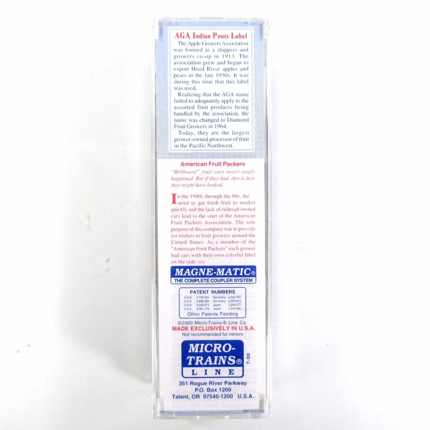 N Scale *AGA INDIAN PEARS* Reefer #05, AFPX #120805 - Micro Trains, Lowell Smith