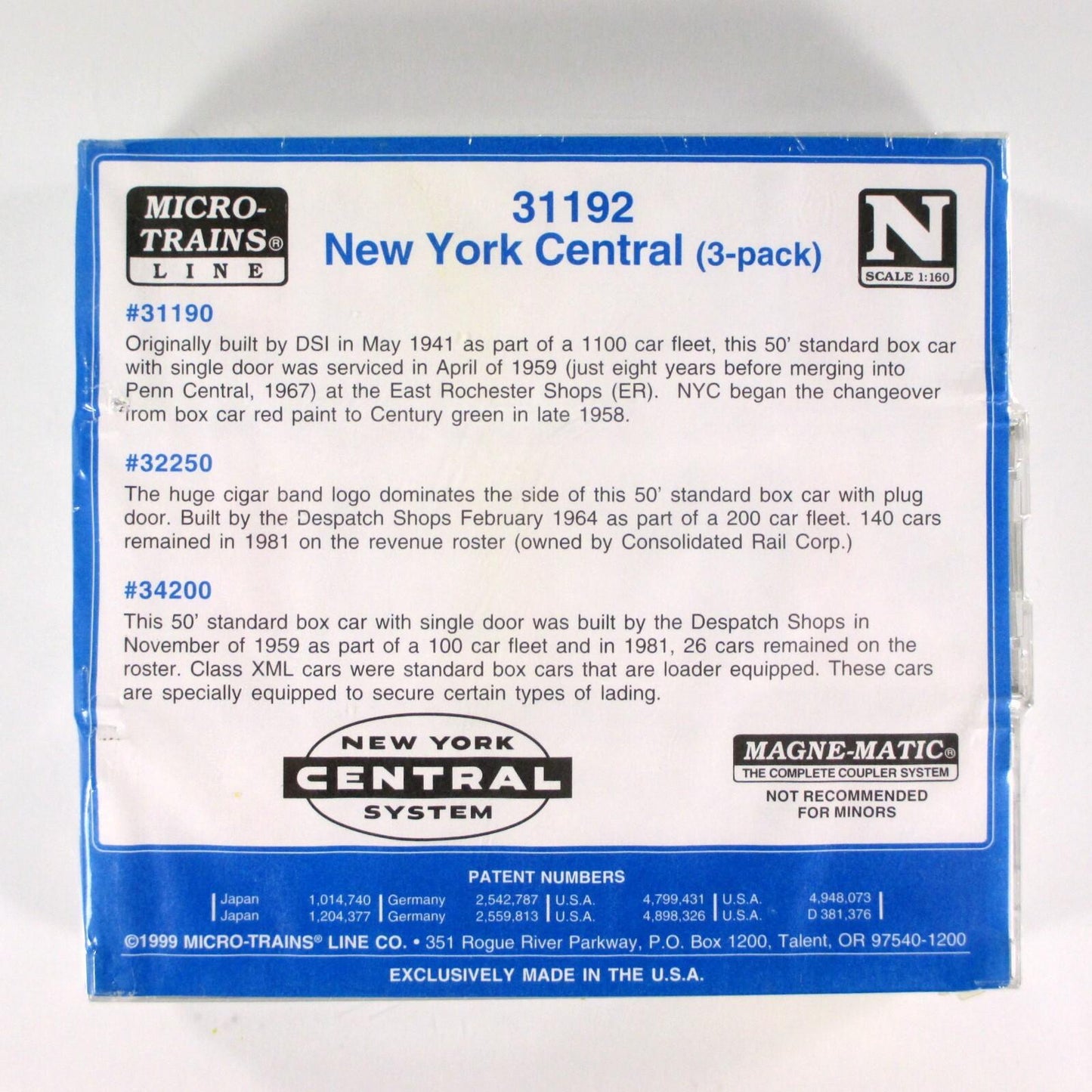 N Scale *NEW YORK CENTRAL* Box Car Set #47056, 78926, 176252 -Micro Trains 31192