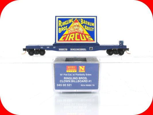 N Scale **RINGLING** Clown Billboard on Flat Car, RBBX 78 -Micro Trains 04500521