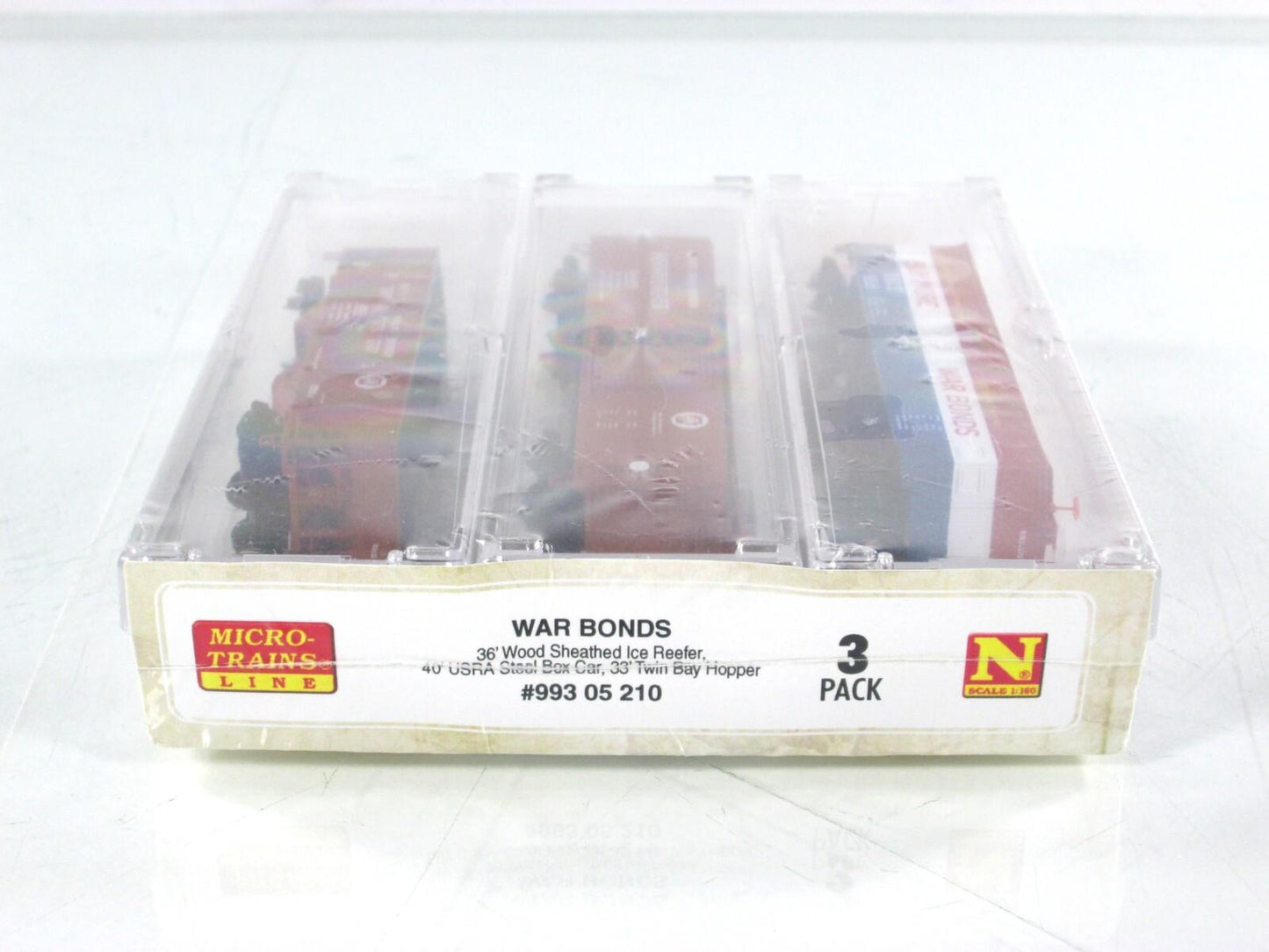 N Scale **BUY WAR BONDS** Box Car, Reefer, Hopper 3-Pack - Micro Trains 99305210