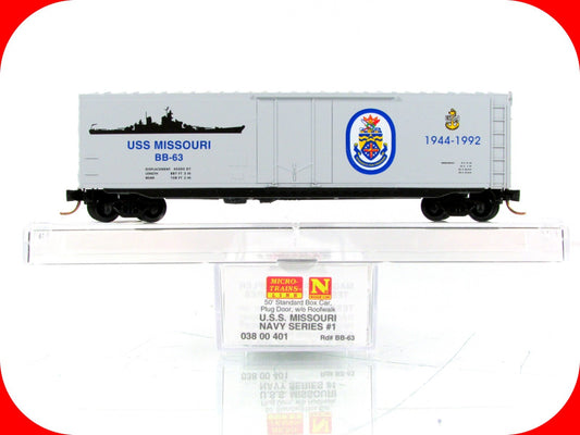 N Scale **WWII USS MISSOURI BATTLESHIP** Box Car, BB-63 -- Micro Trains 03800401