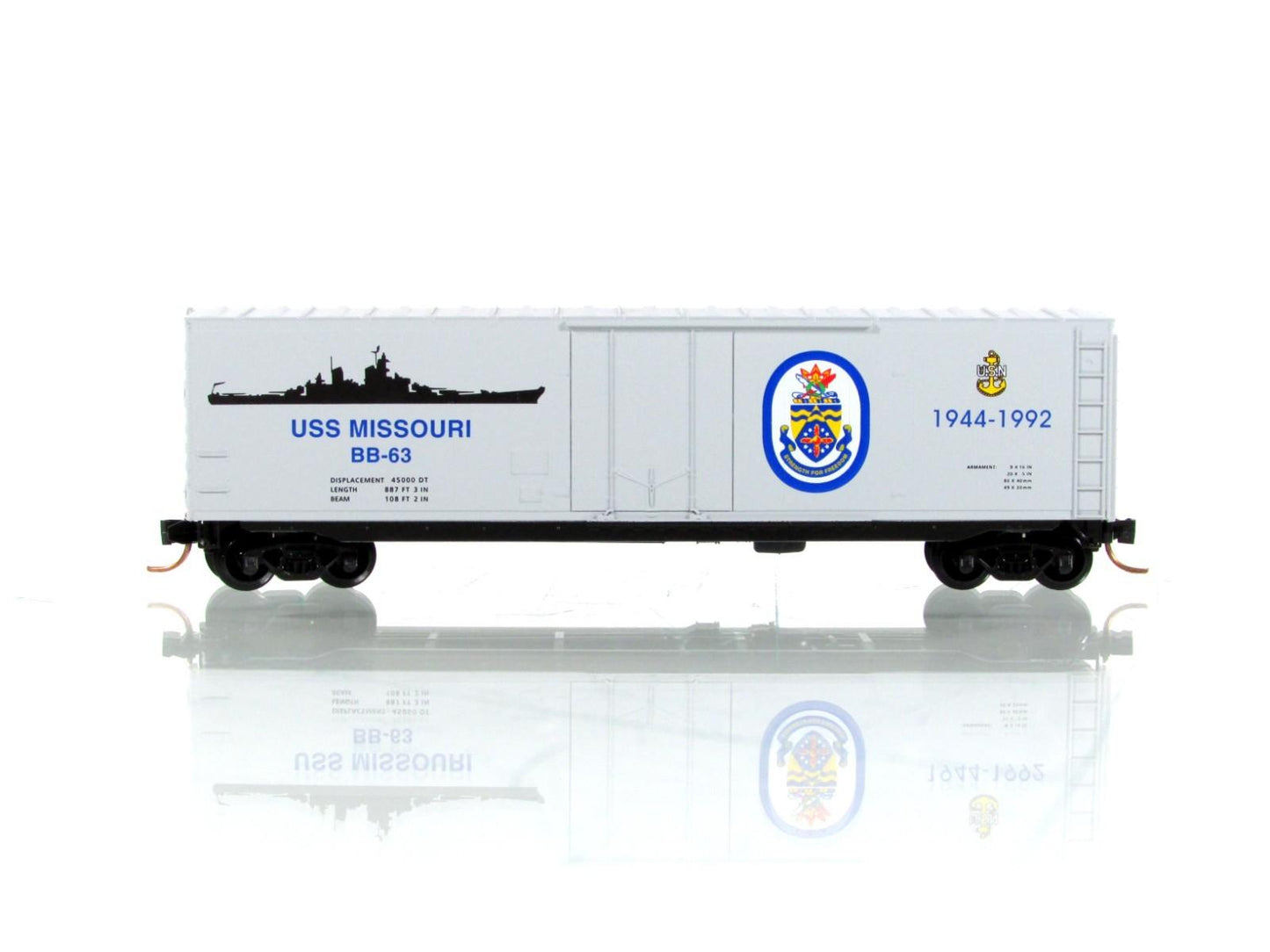N Scale **WWII USS MISSOURI BATTLESHIP** Box Car, BB-63 -- Micro Trains 03800401
