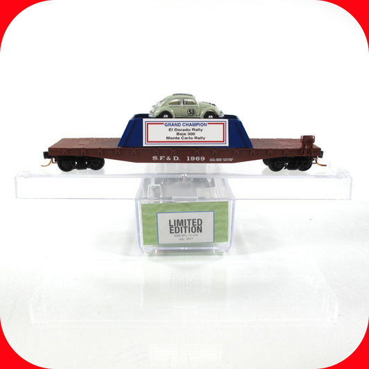 N Scale ***GRAND CHAMPION - HERBIE LOVE BUG*** on Flat Car --- MTL, Lowell Smith