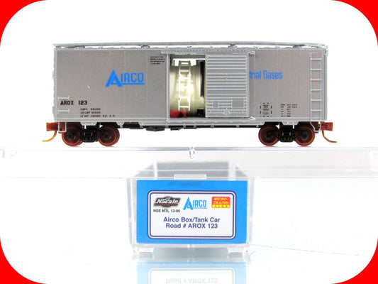 N Scale ****AIRCO*** 40' Box / Tank Car, AROX 123 --- Micro Trains NSE MTL 12-96