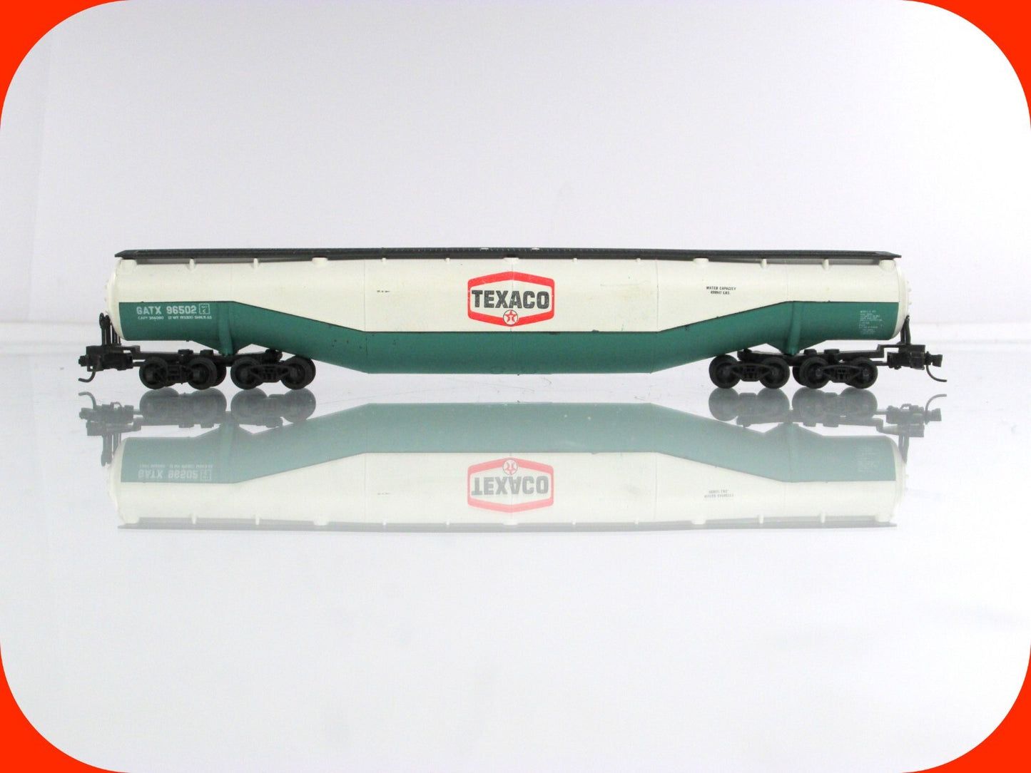 N Scale **TEXACO** 94' Jumbo Tanker, GATX 96502  -Atlas 3112, Micro Trains Cplrs