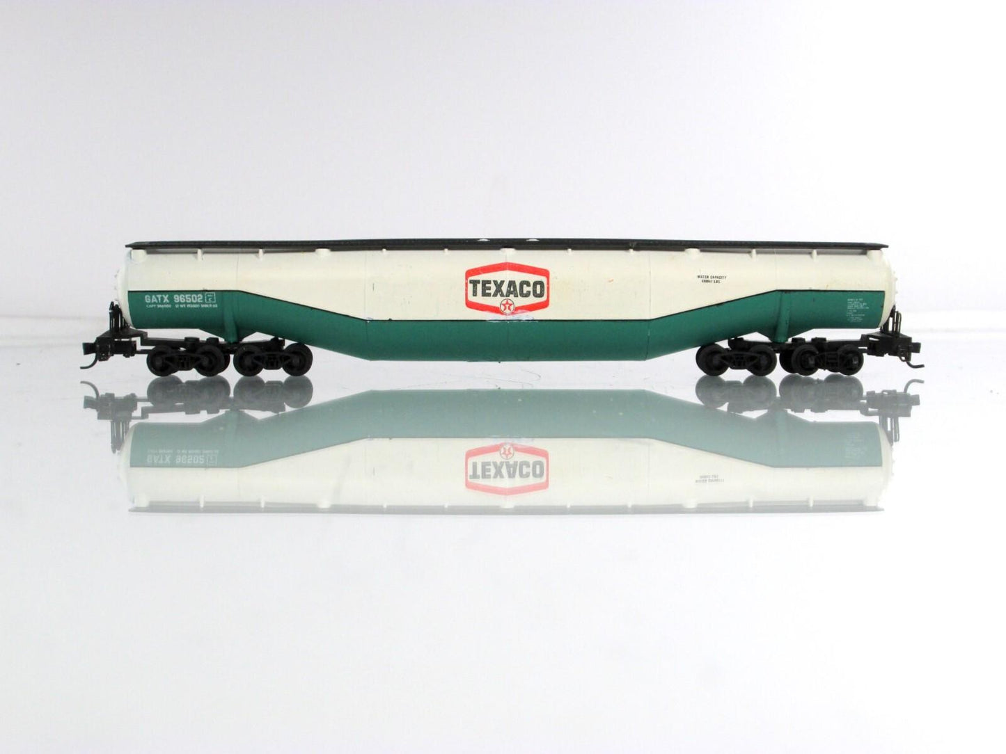 N Scale **TEXACO** 94' Jumbo Tanker, GATX 96502  -Atlas 3112, Micro Trains Cplrs