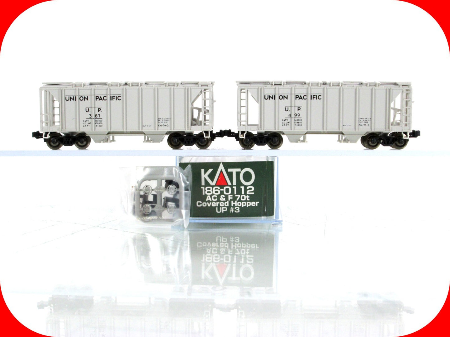 N Scale ***UNION PACIFIC*** ACF 2-Bay Covered Hoppers #387,499 --- Kato 186-0112